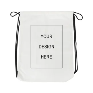 White Customized Cotton Drawstring Bag | Backpack for Kids, Men, & Women | Cotton Canvas String Bag for College, Shopping, Gym, Travel & Any Occasion