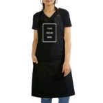 Customized Black Cotton Apron | Print Design Photo Name Logo | Gift for Hobby Cooks, Men, Women, Mother, Father, Wife, Husband, Girlfriend, Boyfriend
