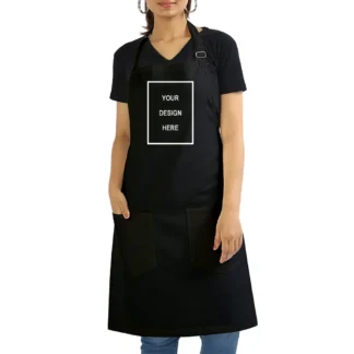 Customized Black Cotton Apron, Print Your Design Photo Name Logo, Gift for Hobby Cooks, Men, Women, Mother, Wife, Husband, Father, Girlfriend, Boyfriend, Sister, Brother