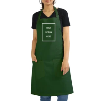 Customized Bottle Green Cotton Apron, Print Your Design Photo Name Logo, Gift for Hobby Cooks, Men, Women, Mother, Wife, Husband, Father, Girlfriend, Boyfriend, Sister, Brother