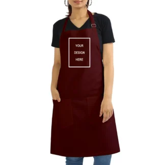 Customized Maroon Cotton Apron, Print Your Design Photo Name Logo, Gift for Hobby Cooks, Men, Women, Mother, Wife, Husband, Father, Girlfriend, Boyfriend, Sister, Brother