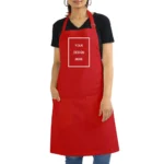 Customized Red Cotton Apron | Print Design Photo Name Logo | Gift for Hobby Cooks, Men, Women, Mother, Father, Wife, Husband, Girlfriend, Boyfriend