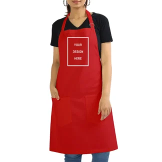 Customized Red Cotton Apron, Print Your Design Photo Name Logo, Gift for Hobby Cooks, Men, Women, Mother, Wife, Husband, Father, Girlfriend, Boyfriend, Sister, Brother