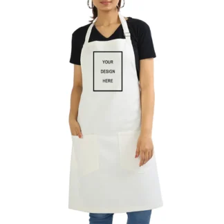 Customized White Cotton Apron, Print Your Design Photo Name Logo, Gift for Hobby Cooks, Men, Women, Mother, Wife, Husband, Father, Girlfriend, Boyfriend, Sister, Brother