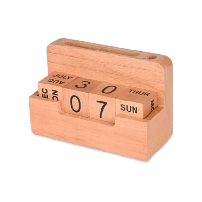 Wooden Desk Organizer with Calendar Blocks, Business Visiting Card and Pen Holder | Wooden Table Top | Unique Corporate Gifts | Gifting Ideas