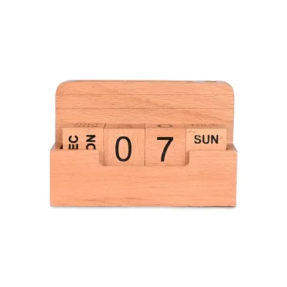 Wooden Desk Organizer with Calendar Blocks, Business Visiting Card and Pen Holder | Wooden Table Top | Unique Corporate Gifts | Gifting Ideas