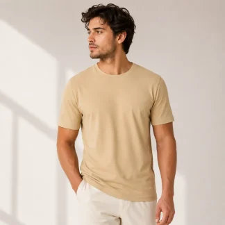 Beige Mens Supima Cotton Plain T-shirt zinotch SGEGS
