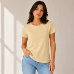 Beige Half Sleeve Women's Plain T-Shirt | Regular Fit | zinotch