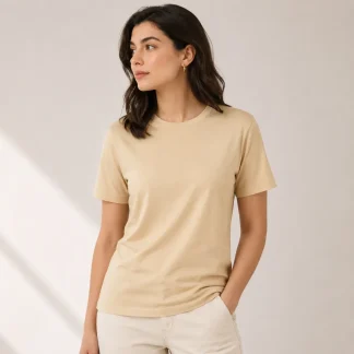 Beige Womens Supima Cotton Plain T-shirt zinotch SGEGS