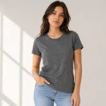 Charcoal Melange Half Sleeve Women's Plain T-Shirt | Regular Fit | zinotch