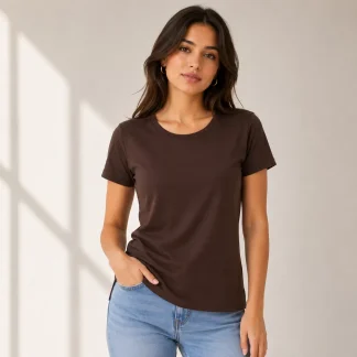 Coffee Brown Womens Plain T-shirt zinotch SGEGS