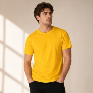 Golden Yellow Half Sleeve Plain T-Shirt | Unisex Regular Fit