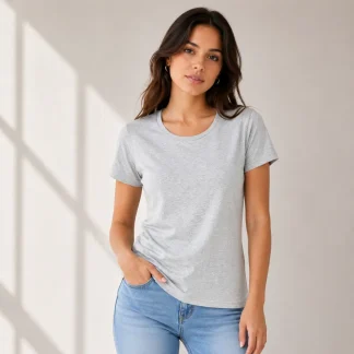 Grey Melange Womens Plain T-shirt zinotch SGEGS