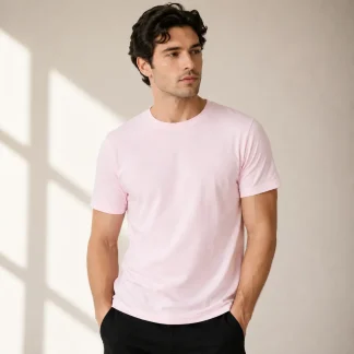 Light Baby Pink Half Sleeve Plain T-Shirt | Unisex Regular Fit
