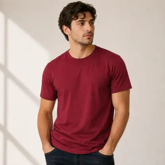 Maroon Half Sleeve Plain T-Shirt | Unisex Regular Fit