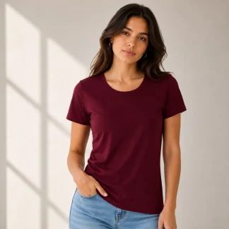 Maroon Womens Plain T-shirt zinotch SGEGS