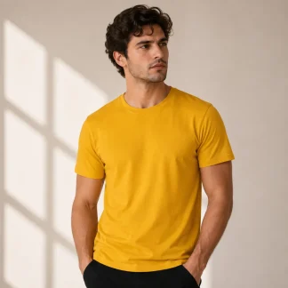 Mustard Yellow Half Sleeve Plain T-Shirt | Unisex Regular Fit