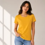 Mustard Yellow Half Sleeve Women's Plain T-Shirt | Regular Fit | zinotch