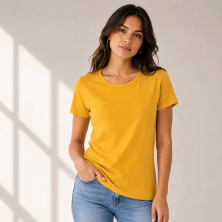 Mustard Yellow Womens Plain T-shirt zinotch SGEGS