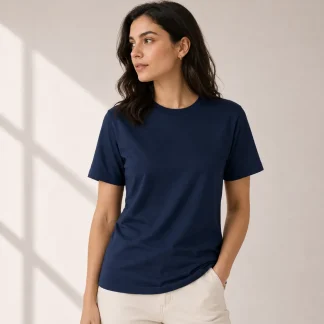 Navy Blue Women's Supima Cotton T-Shirt | Regular Fit | zinotch