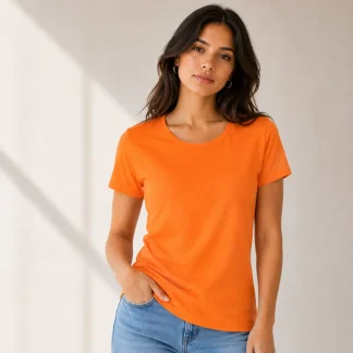 Orange Womens Plain T-shirt zinotch SGEGS