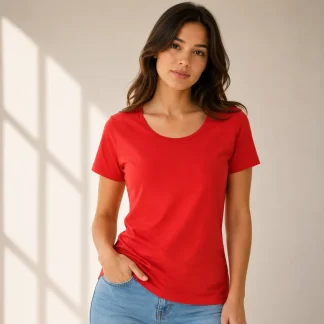 Red Half Sleeve Women's Plain T-Shirt | Regular Fit | zinotch