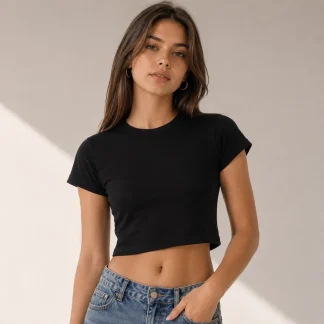 Black Womens Plain Crop Top zinotch SGEGS