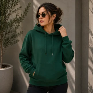 Bottle Green Womens Plain Hooded Sweatshirt zinotch SGEGS