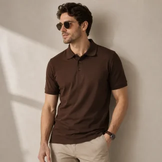 Coffee Brown Mens Plain Polo T-shirt zinotch SGEGS