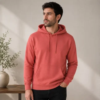 Coral Mens Plain Hooded Sweatshirt zinotch SGEGS