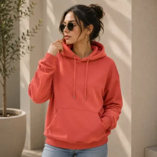 Coral Womens Plain Hooded Sweatshirt zinotch SGEGS
