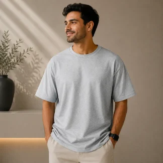 Grey Melange Plain Oversized T-shirt Unisex zinotch SGEGS