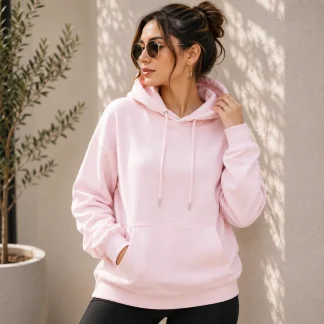 Light Baby Pink Womens Plain Hooded Sweatshirt zinotch SGEGS
