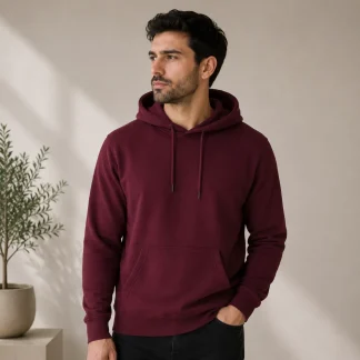 Maroon Mens Plain Hooded Sweatshirt zinotch SGEGS