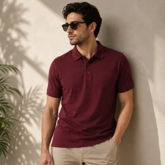 Maroon Mens Plain Polo T-shirt zinotch SGEGS