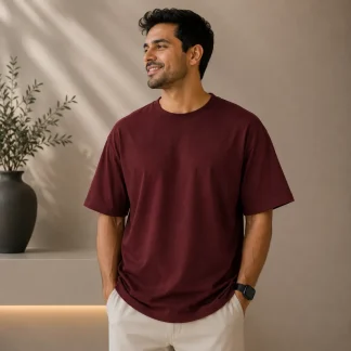 Maroon Plain Oversized T-shirt Unisex zinotch SGEGS