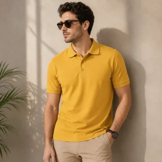 Mustard Yellow Mens Plain Polo T-shirt zinotch SGEGS