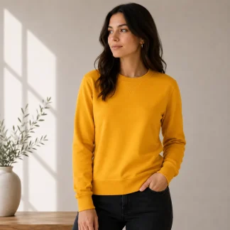 Mustard Yellow Womens Plain Sweatshirt zinotch SGEGS