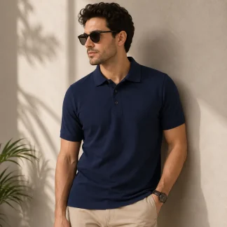 Navy Blue Mens Plain Polo T-shirt zinotch SGEGS