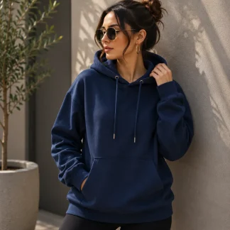 Navy Blue Womens Plain Hooded Sweatshirt zinotch SGEGS