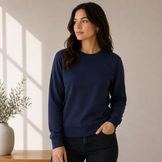 Navy Blue Womens Plain Sweatshirt zinotch SGEGS