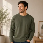 Olive Green Men's Plain Sweatshirt | Regular Fit | zinotch
