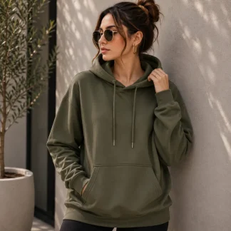 Olive Green Womens Plain Hooded Sweatshirt zinotch SGEGS