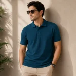 Petrol Blue Men's Polo T-Shirt | Regular Fit | zinotch