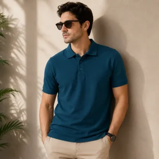 Petrol Blue Mens Plain Polo T-shirt zinotch SGEGS