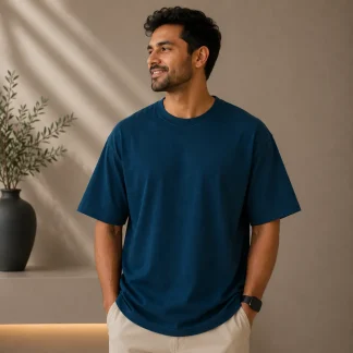 Petrol Blue Plain Oversized T-shirt Unisex zinotch SGEGS