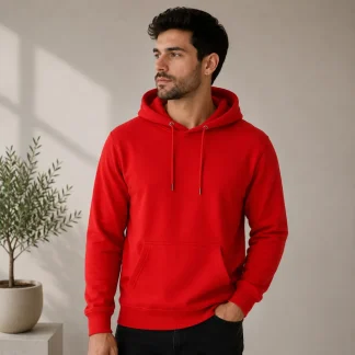 Red Mens Plain Hooded Sweatshirt zinotch SGEGS