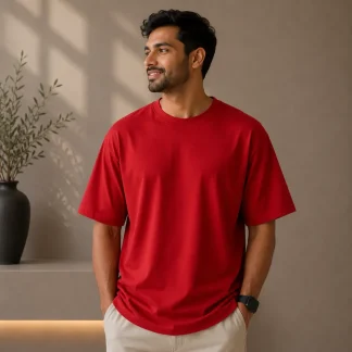 Red Oversized Plain T-Shirt | Unisex | zinotch