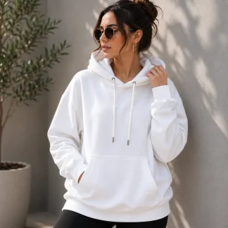 White Womens Plain Hooded Sweatshirt zinotch SGEGS